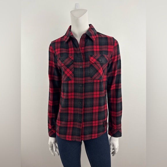 HBC Team Canada Red and Black Plaid Button-Down cotton flannel Shirt size XS - Picture 2 of 9
